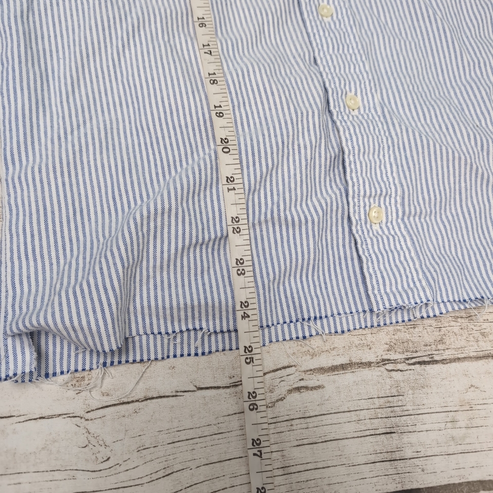 VTG Polo Ralph Lauren Made In Canada Raw Hem Striped Button Up Shirt Small Pony - Picture 6 of 7